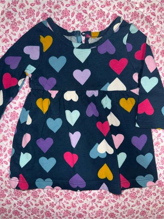 wonder nation Other - Wonder Nation Navy Heart Print Long Sleeve Dress - Multicolor Hearts 0-3M
